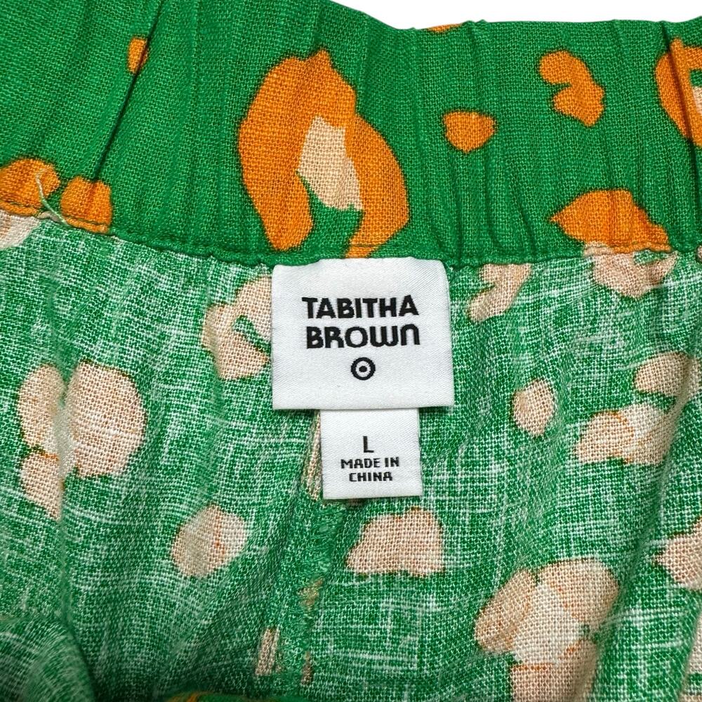 TABITHA BROWN x TARGET Green Linen Blend Print Wide Leg Shorts Size Large Womens - Picture 3 of 7